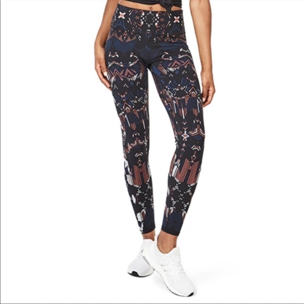 Sweaty Betty Power Full Length Workout Leggings Beetle Blue Interlinked Print XS